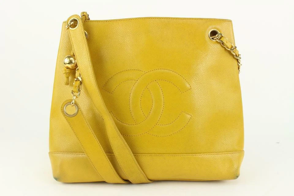 Chanel Leather Tote In Yellow