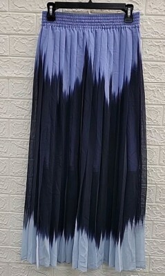 New Banana Republic Pleated Maxi Weightless Skirt Ombre Blue Size Small 