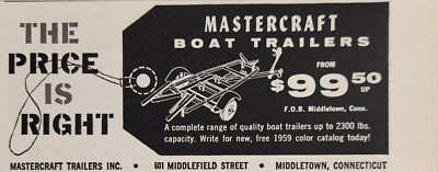 #ad #ad 1959 Print Ad Mastercraft Boat Trailers Up to 2300 lbs MiddletownConnecticut $9.88