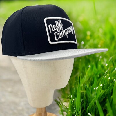NEFF Company Baseball Cap Hat Black Adjustable Snapback Flat Bill Grey Logo OSFM