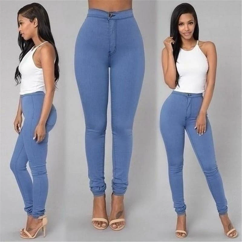 PANTALONES JEANS DE Tiro Alto Cintura Alta Levanta Cola Vaqueros Para Mujer  $26.59 - PicClick