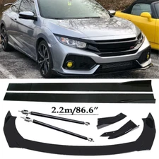 Front Bumper Lip Spoiler Splitter Glossy Black Extension For Honda Accord C