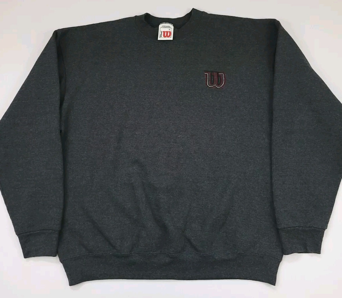 Vintage 90s Wilson Athletic Crewneck Sweatshirt Grey Embroidered