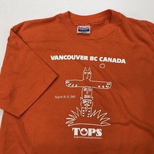 VTG 80s Vancouver BC Canada TOPS Event Totem Pole Graphic T Shirt XL USA Made