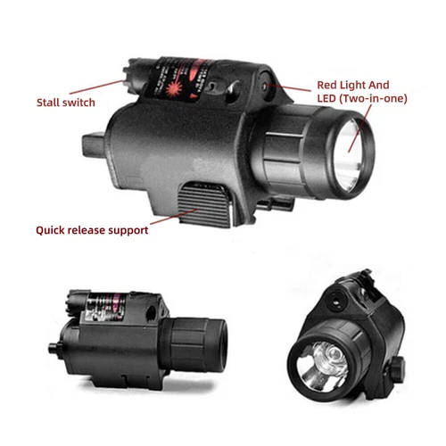 Combo de linterna LED con mira láser de punto rojo para pistola de Airsoft riel de 20 mm - Imagen 2 de 3