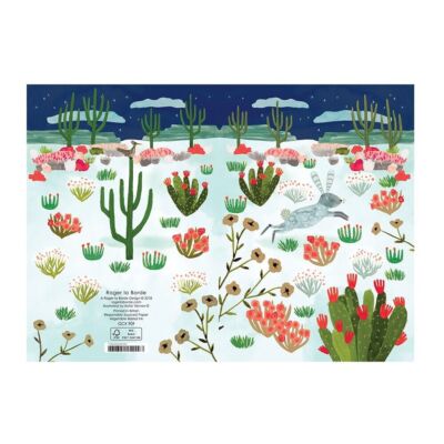 Wildhase Kaktus Land Weihnachtskarte Goldfolie + ENV 170x120mm Roger la Borde