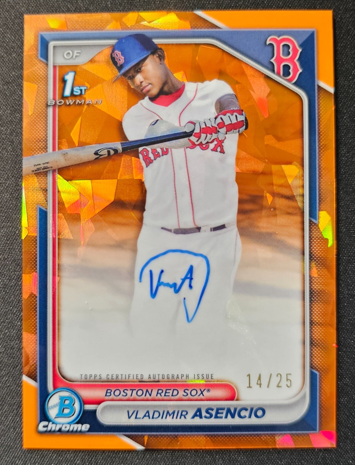 Vladimir Asencio 2024 Bowman Chrome Sapphire 1st Auto Orange Refractor #14/25