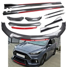 Front Bumper Lip Spoiler Splitter For Ford Focus Side Skirt Carbon Fiber