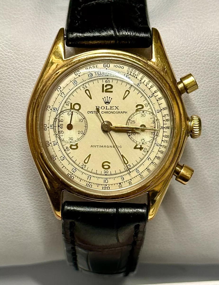 ROLEX 1940 s Oyster Chronograph 18K Yellow Gold Mechanical 150K APR w COA