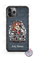Funda de teléfono con diseño de imágenes prediseñadas de dibujos animados Drummer Bear para iPhone Google Samsung LG
