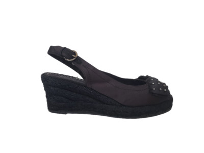 SCARPE SANDALI DONNA APEPAZZA 501333 TAHITI TESSUTO SATIN NERO 37 ZEPPA SPUNTATO