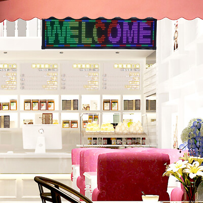 LED Scrolling Sign 26''*8'' Message Board Full Color RGB Programmable Outdoor Sign