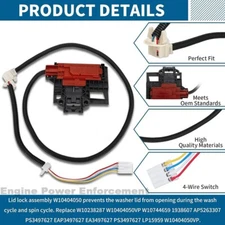 W10404050 Lid Lock Latch Switch for Whirlpool Kenmore Washer Washing Machine