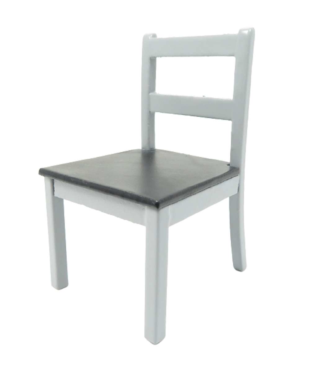 Dolls House Side Chair Grey & Black Miniature Kitchen Dining Room