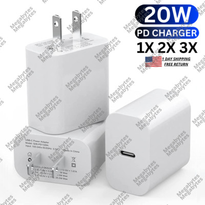 For iPhone 14 13 12 11 Pro Max 8 7 iPad Fast Charger 20W PD Power Adapter Type C