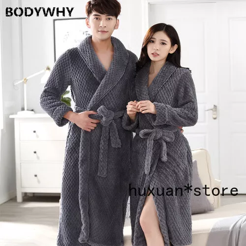 Lovers Thick Warm Winter Bathrobe Men Extra Long Male Dressing
