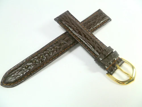 17mm BROWN WATCH STRAP BRACELET SHARK EMBOSSED WATCH BAND LEATHER 1702