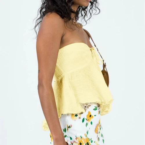 Top de tubo para mujer de verano sin hombros sin tirantes elegante bandeau Top Off - Imagen 24 de 42