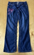 Cherokee Bootcut Jeans girls Juniors 16 adjustable waistband embroidered