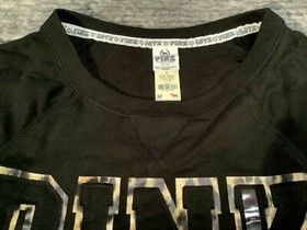 Victoria's Secret Pink Leopard Pullover + Pants Set Black Gray Applique M NWT