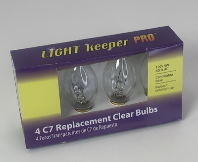Light Keeper Pro Transparent Clear C7 Replacement Bulbs 120V 5W 60Hz AC  4-Count
