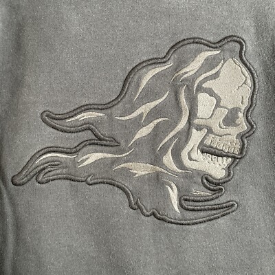 Vans Off The Wall Sweatshirt Men's M Black Embroidered Skull In Flame Pullover