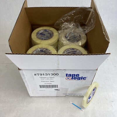 72 rolls tapelogic 1300 semi-clear Filament Tape 1/2'' x 60yd or 12mm x 55m