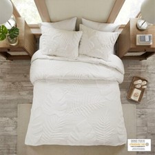 Madison Park Bahari 3 Piece Tufted Cotton Chenille Palm Duvet Cover Set