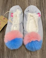 Joules Little Kids Girl's Cozy Velvet Ballet Pom Pom Slipper US 11-12 UK 10-11