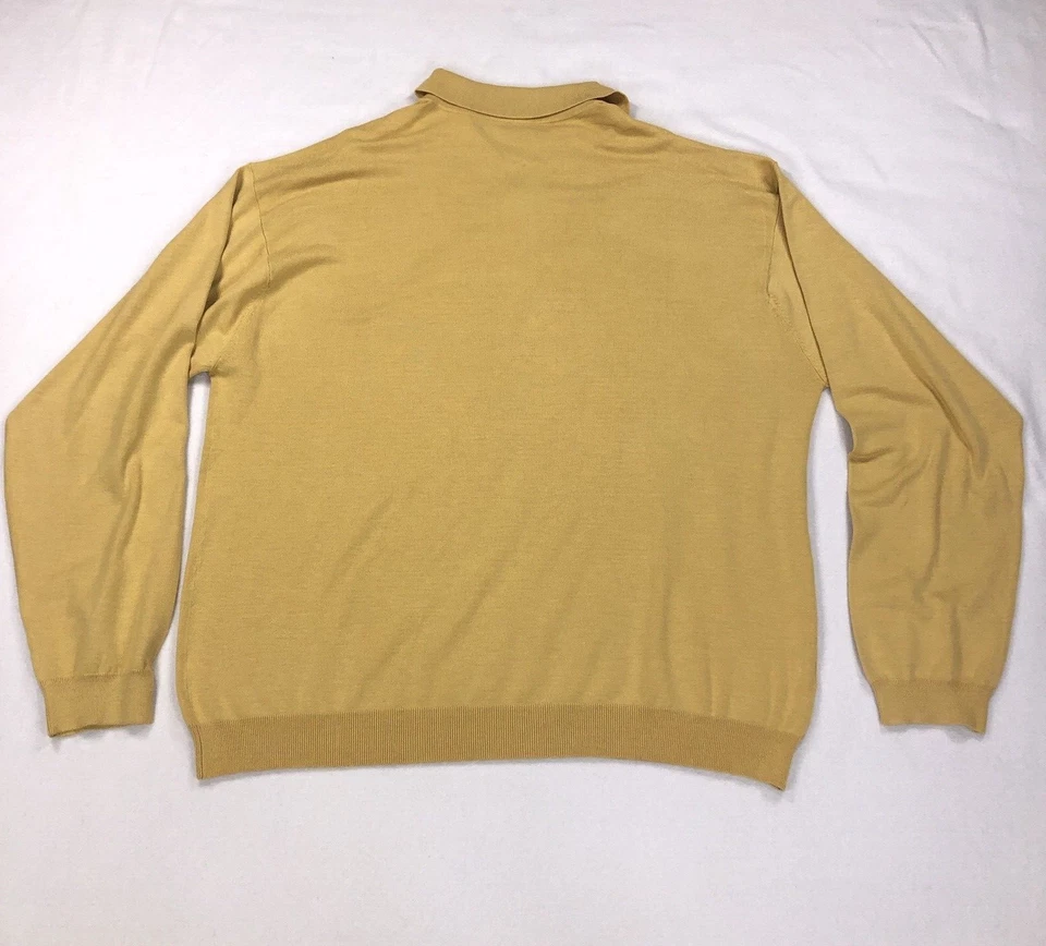Tommy Bahama Para Hombres XXL Polo Dorado Suéter Manga Larga Mezcla Seda Nylon Viscosa Foto 2 de 4