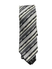Missoni Black Gold Silver  Gray Chevron Striped Silk Tie, MI Italy