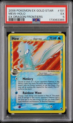 2006 POKEMON EX DRAGON FRONTIERS GOLD STAR #101 MEW-HOLO PSA 5
