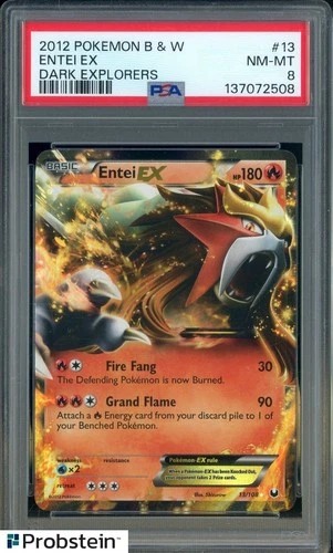 2012 Pokemon B & W Dark Explorers #13 Entei Ex PSA 8 NM-MT