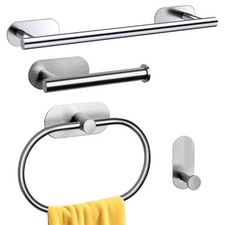 4 Pcs Towel Bar Set Bathroom Hardware Set Brushed Nickel Bath Accessories