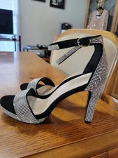 Party/Clubbing Rhinestone Stiletto Heels Open Toe Ankle Strap By TOP MODA Sz 7