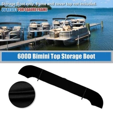 Square Tube Bimini Top Storage Boot with Light Hole 91"-96" W 600D Black 1 Set