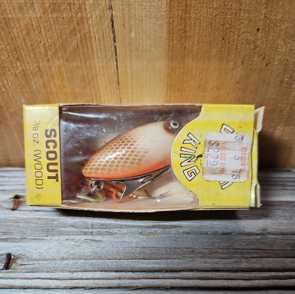 Vtg Strike King "SCOUT" #245-15. Brown Scale/Orange Belly colored Wood Lure. - Image 4 of 4