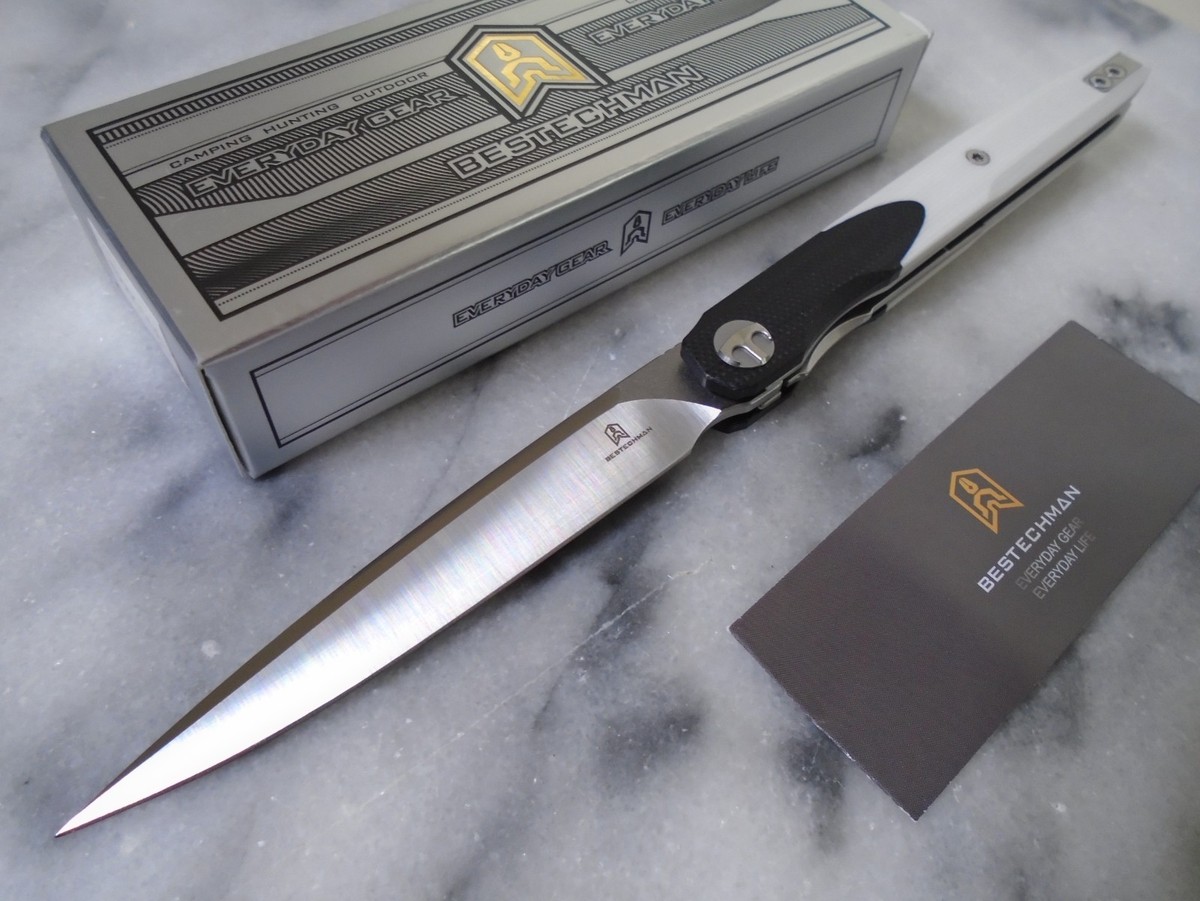 Bestech Bestechman Lanza Pocket Knife 14C28N 2 Tone G10 Front Flip