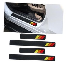 4PCS Tri-Color Door Sill Protectors, Carbon Fiber Door Threshold Red