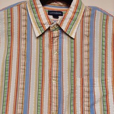Lands' End Large 16-16.5 Striped Seersucker Shirt Men's Short Sleeve Multi-Color