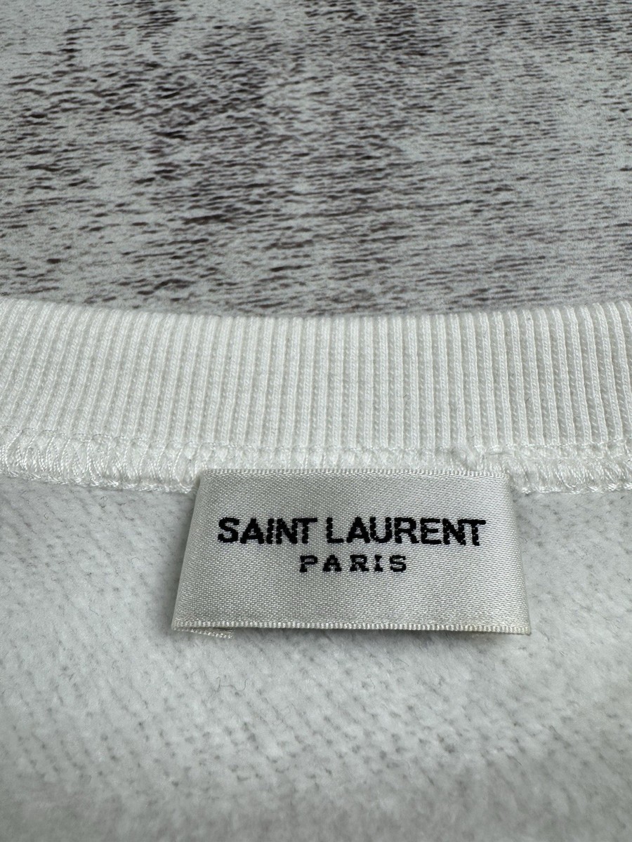 SAINT LAURENT Paris 2021 YSL Logo Cotton White Crew
