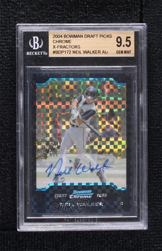 Neil Walker [Auto. Xfractor] #172 2004 Bowman Chrome Draft Picks card