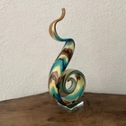 Vintage   Murano Style Art Heavy Glass Swirl Abstract Sculpture 16” Tall