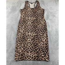 Fashion Nova Womens 1X Leopard Print Racerback Bodycon Midi Dress Brown Black