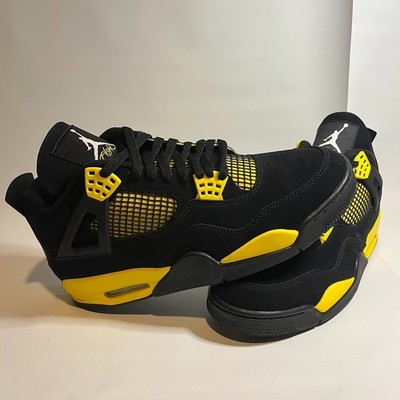 New Air Jordan 4 Retro Thunder Black Tour Yellow Men's Size 11 DH6927-017 NEW