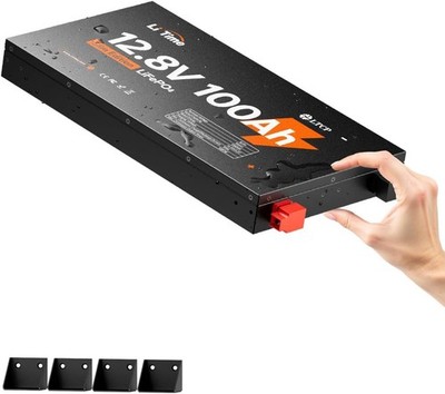 LiTime 12V 100Ah Slim LiFePO4 Batterie BMS, Kälteschutz IP65 für Wohnmobile Boot
