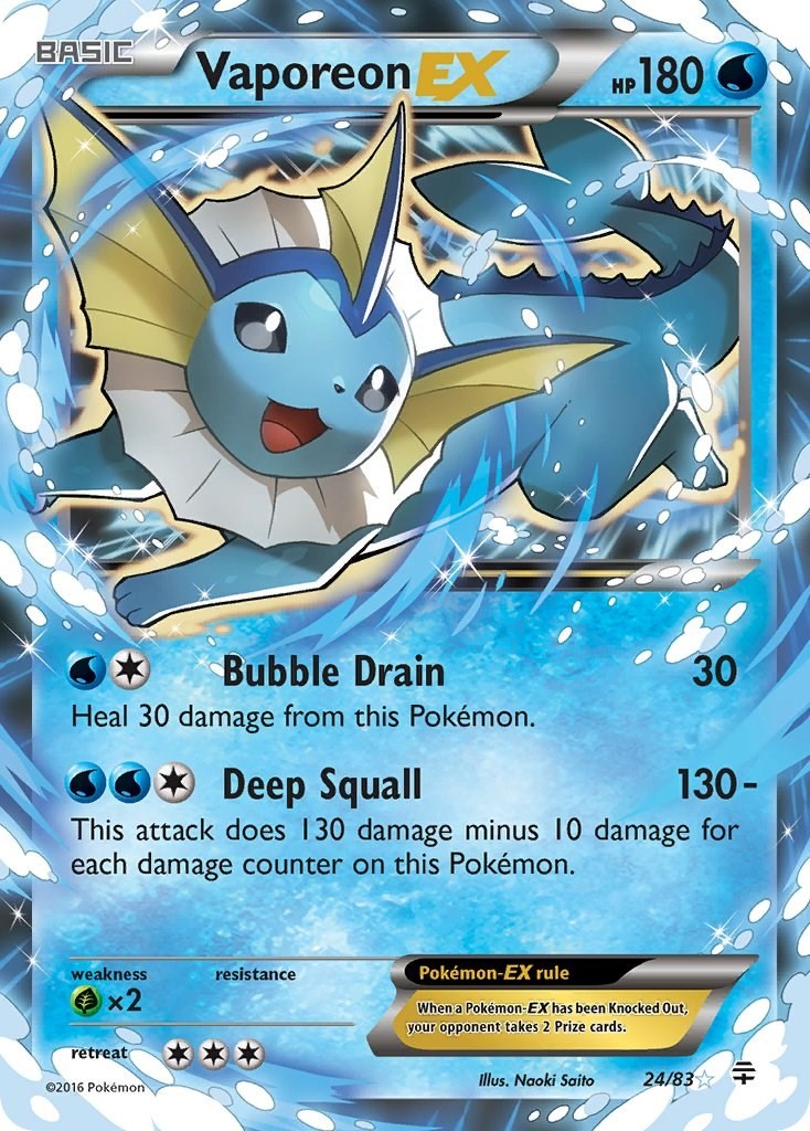 Vaporeon EX 24/83 Ultra Rare Generations EN Moderately Played