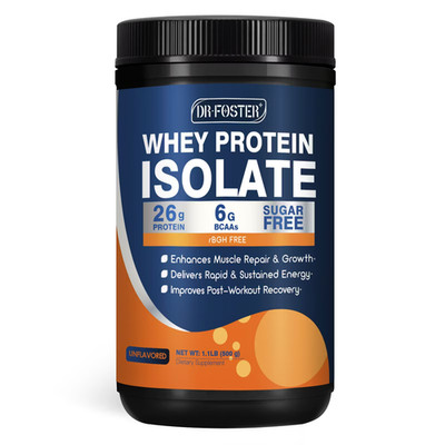 Dr Foster Whey Protein Powder, Unflavored, 100% Whey Isolate 1.1LB