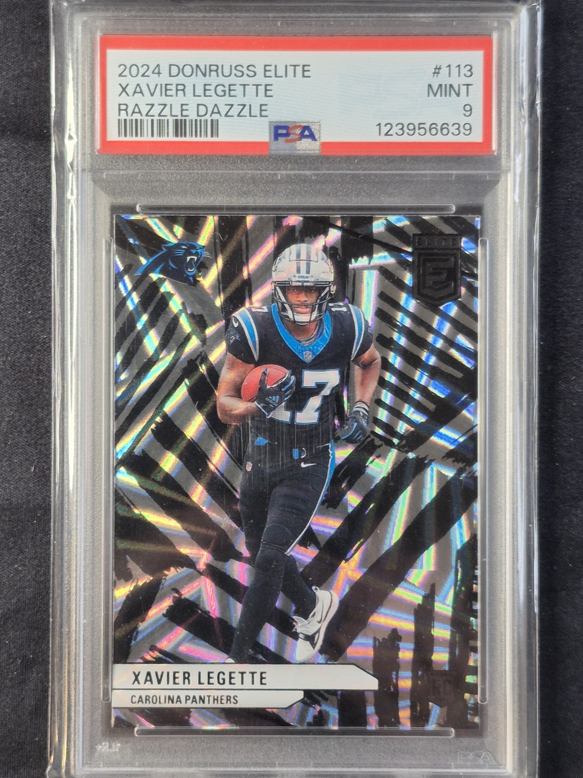 2024 Panini Donruss Elite Rookies Xavier Legette Razzle Dazzle Case Hit RC PSA 9