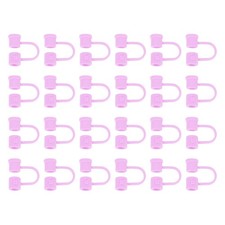 24Pcs Purple Silicone Straw Tips Cover Fits 8mm/0.32" OD Drinking Straws